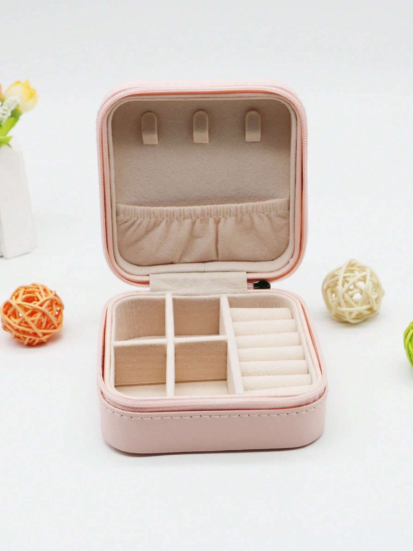 Leather Jewellery Storage Box | Earrings Ring Box Cosmetics Beauty Organizer | Random Color