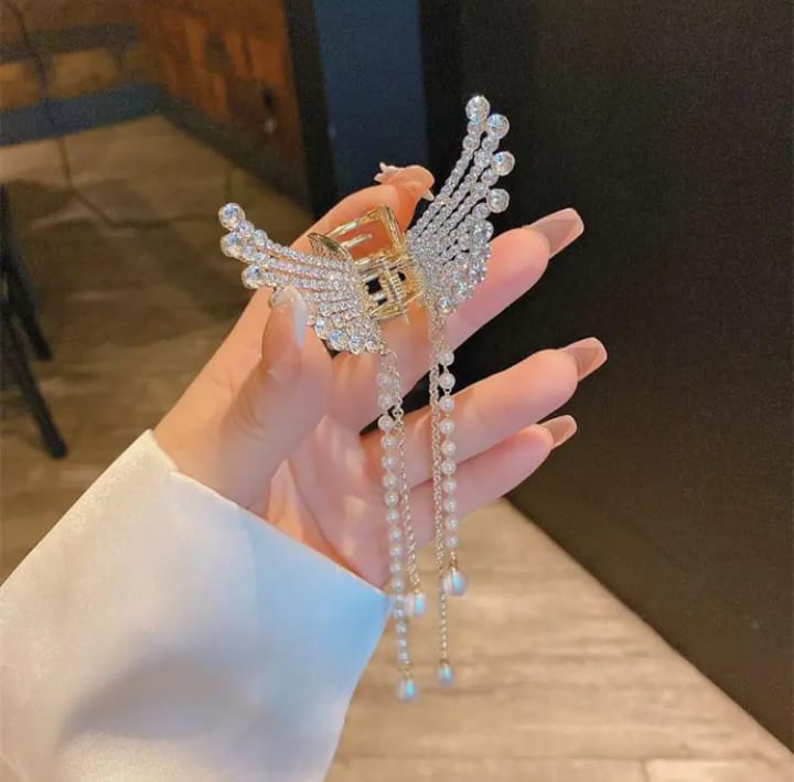 Beautiful Zircon Korean Butterfly Hair Claw – Elegant Stylish Hair Clip for Girls & Women