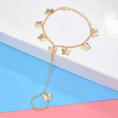Beautiful Butterfly Hand Charm Bracelet for Girls – Golden Elegant Stylish Jewelry
