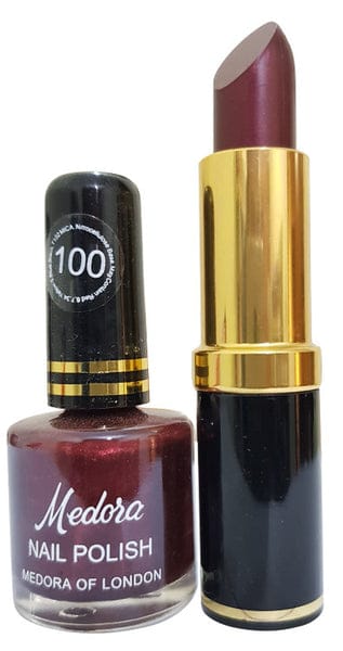 Medora 2 in 1 Lipstick & Nail Polish Combo – Red & Maroon Shades Premium Beauty Set