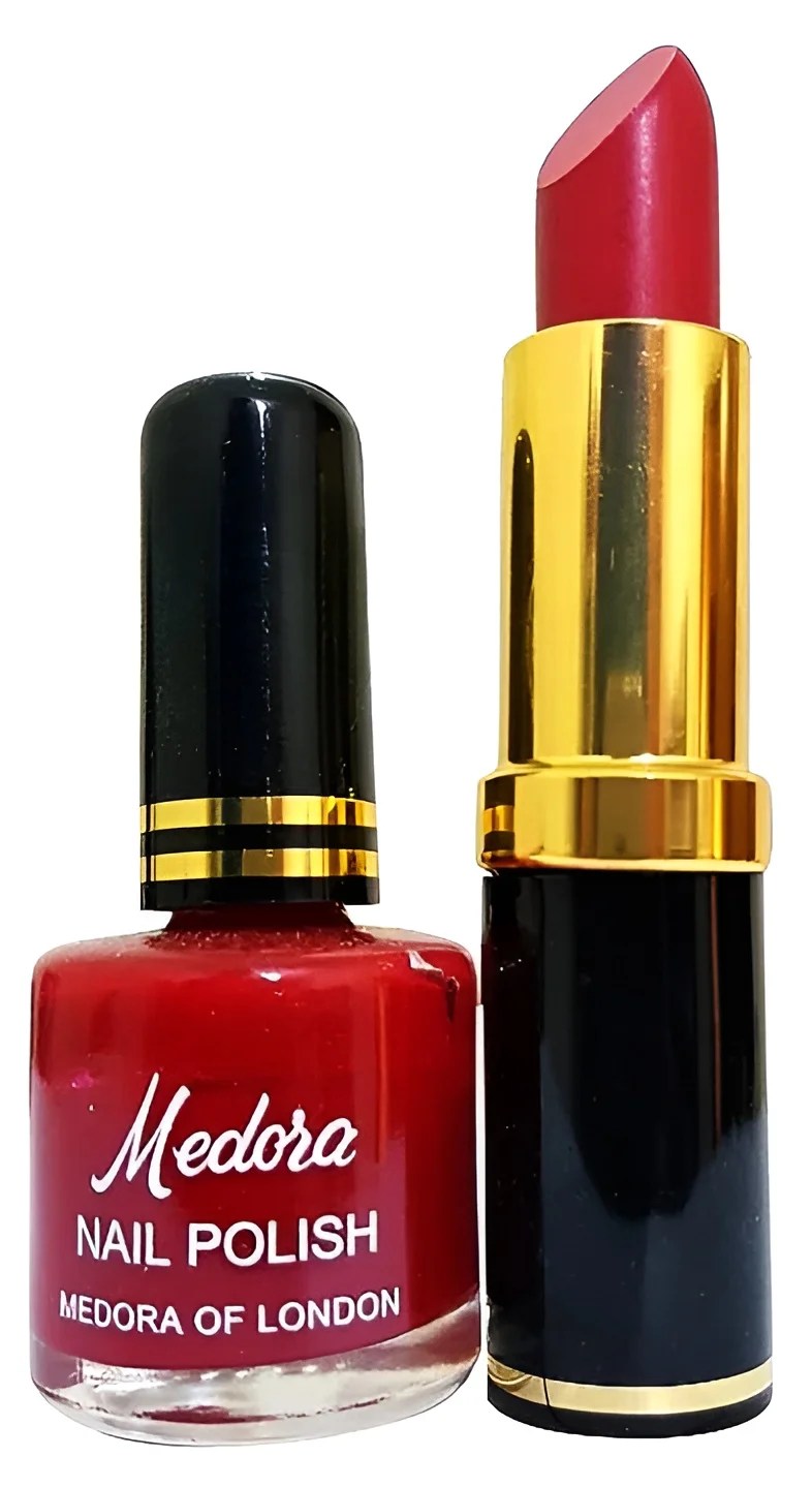 Medora 2 in 1 Lipstick & Nail Polish Combo – Red & Maroon Shades Premium Beauty Set